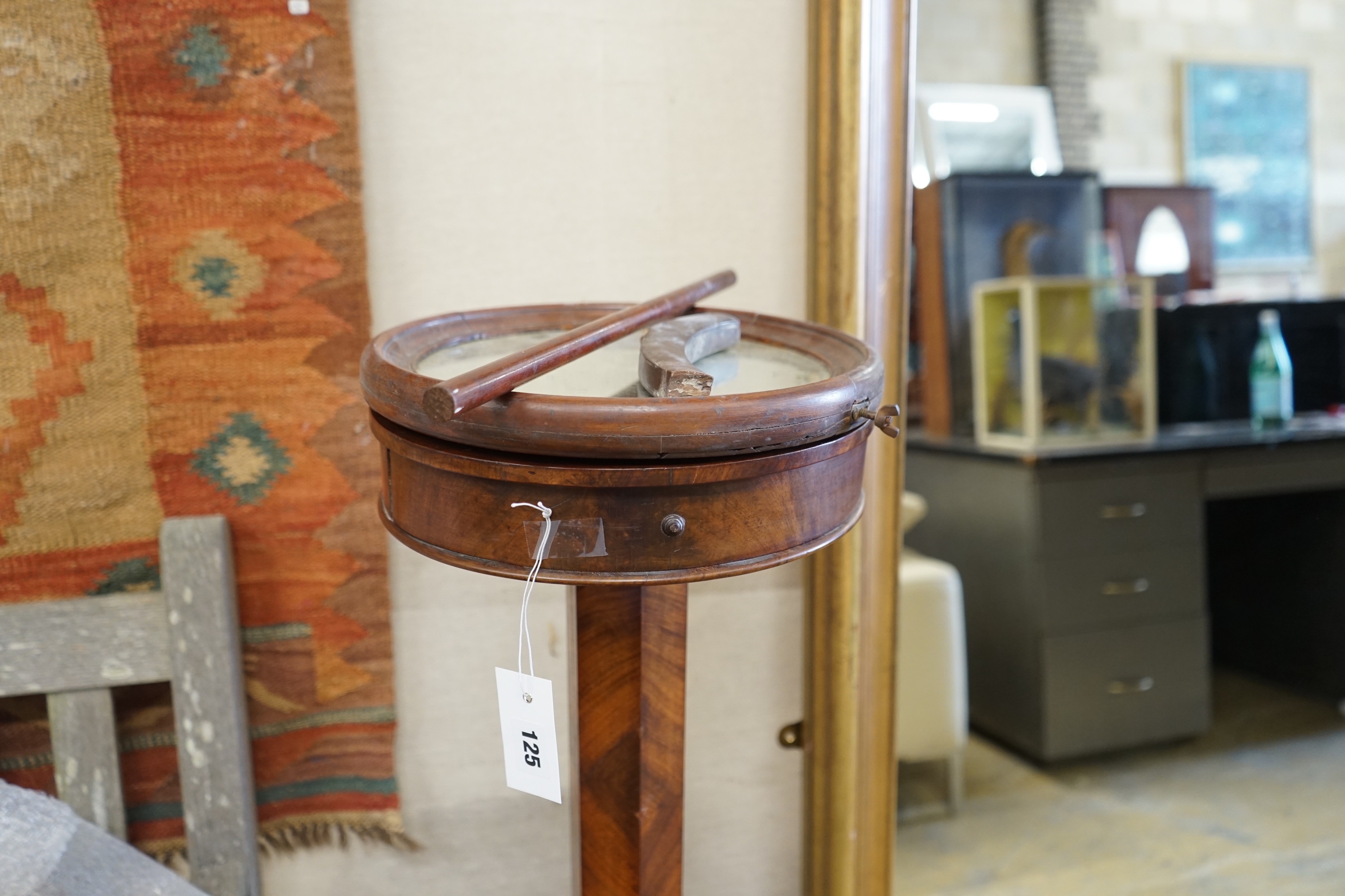 A Victorian mahogany shaving stand in need of restoration